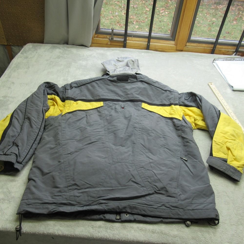 Spyder Jacket Men XL Gray Insulated Waterproof Hooded Ski Snowboard Full Zip